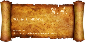 Muladi Abony névjegykártya